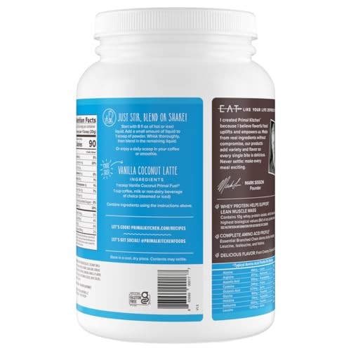 Primal Kitchen Primal Fuel Vanilla Coconut Whey Protein Drink Mix Gluten And