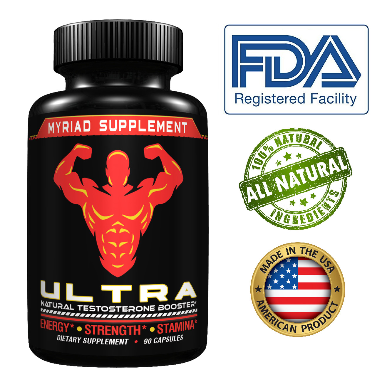 ~Ultra Testosterone Booster 90 Caplets = WEIGHT LOSS + ENERGY + ENHANCED FOCUS~