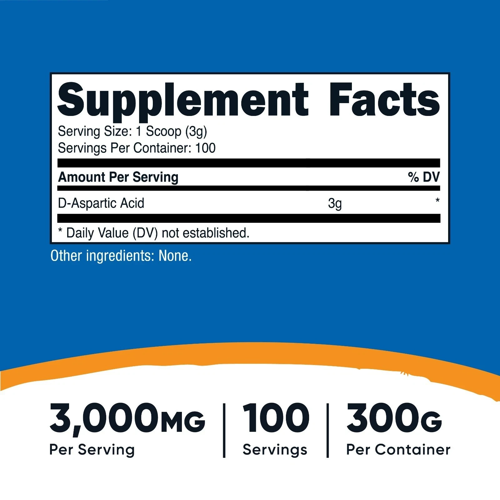 Nutricost D-Aspartic Acid (DAA) 3000mg Unflavored- 100servings – EXP 06/2028