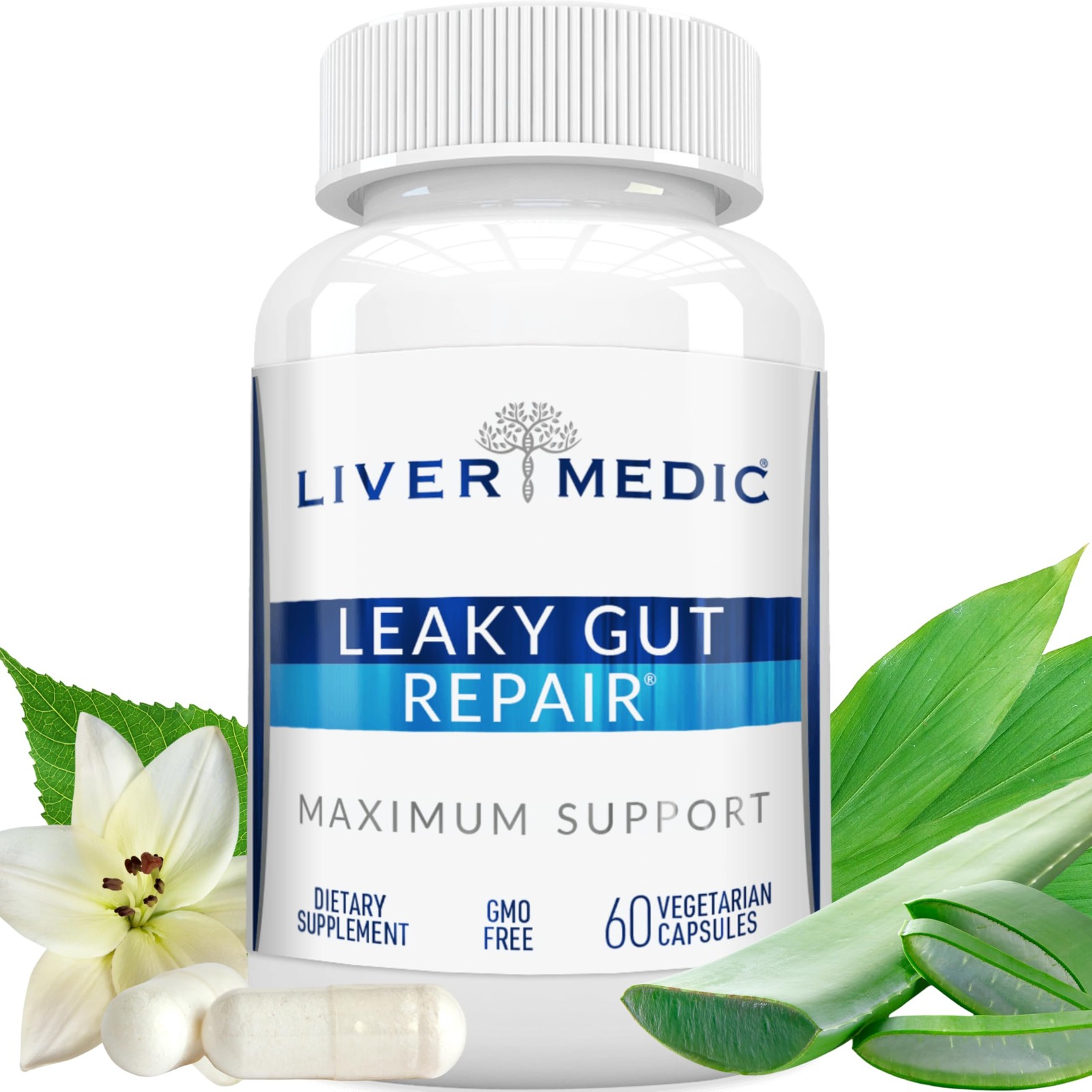 Leaky Gut Repair Maximum Support Gut Health L-Glutamine, Slippery Elm for IBS,