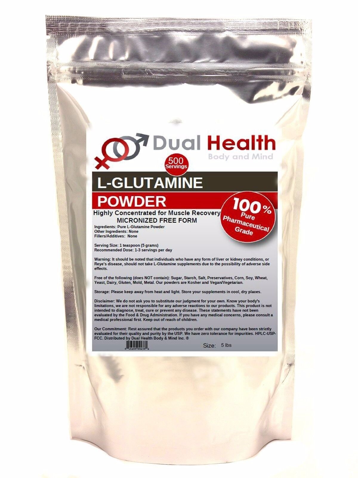 L-GLUTAMINE (5 lbs) Powder Free Form Kosher Kosher Energy Bodybuilding Recovery