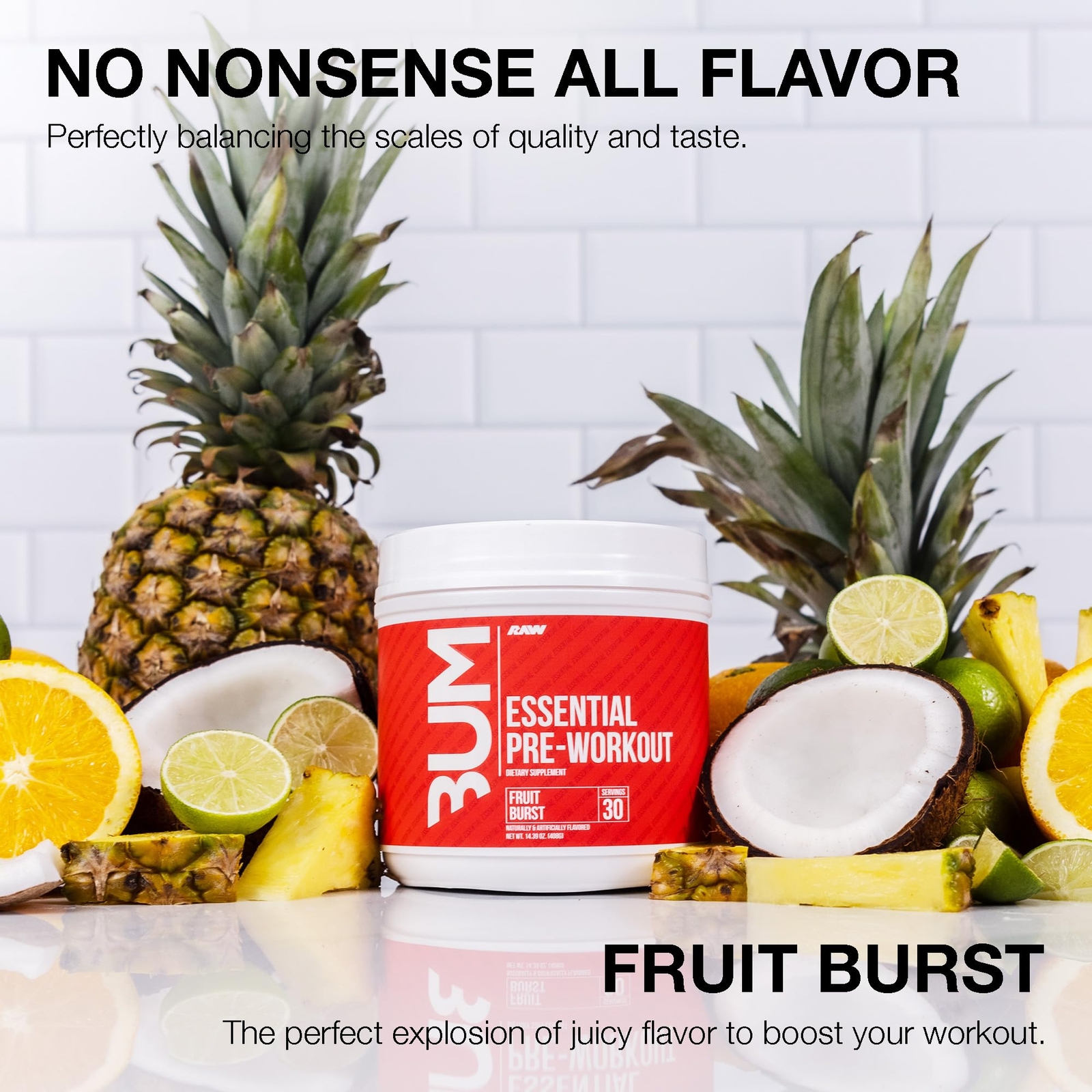 Fruit Burst Essential Pre Workout Supplement 30 Servings Energy Focus Power