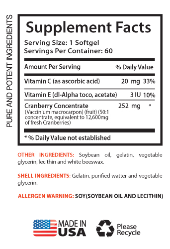 UTIs Helping Pills – Cranberry Extract 50:1 272mg – Canberry Plant 1B