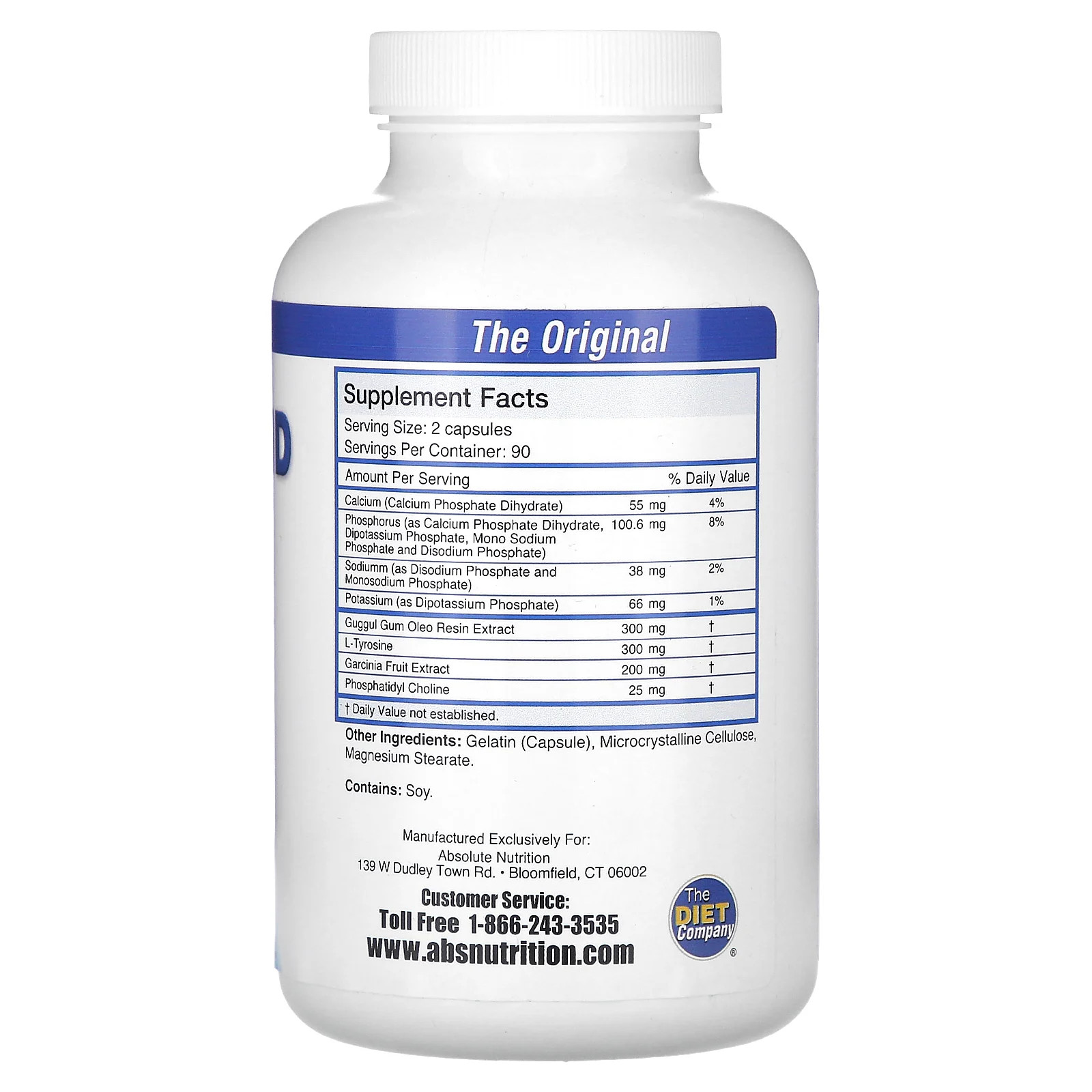 Absolute Nutrition Thyroid T-3 Original Formula 180 Capsules Caffeine-Free &