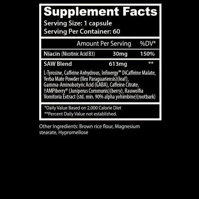 Insane Labz SAW High Stim Fat Burner Thermogenic Weight Loss 60 Capsules New