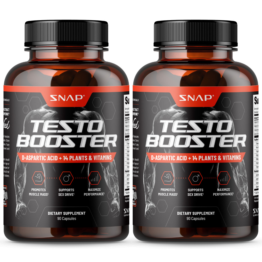 Snap Testo Booster – Muscle Growth, Energy, Libido Capsules 90ct – 2 Pack