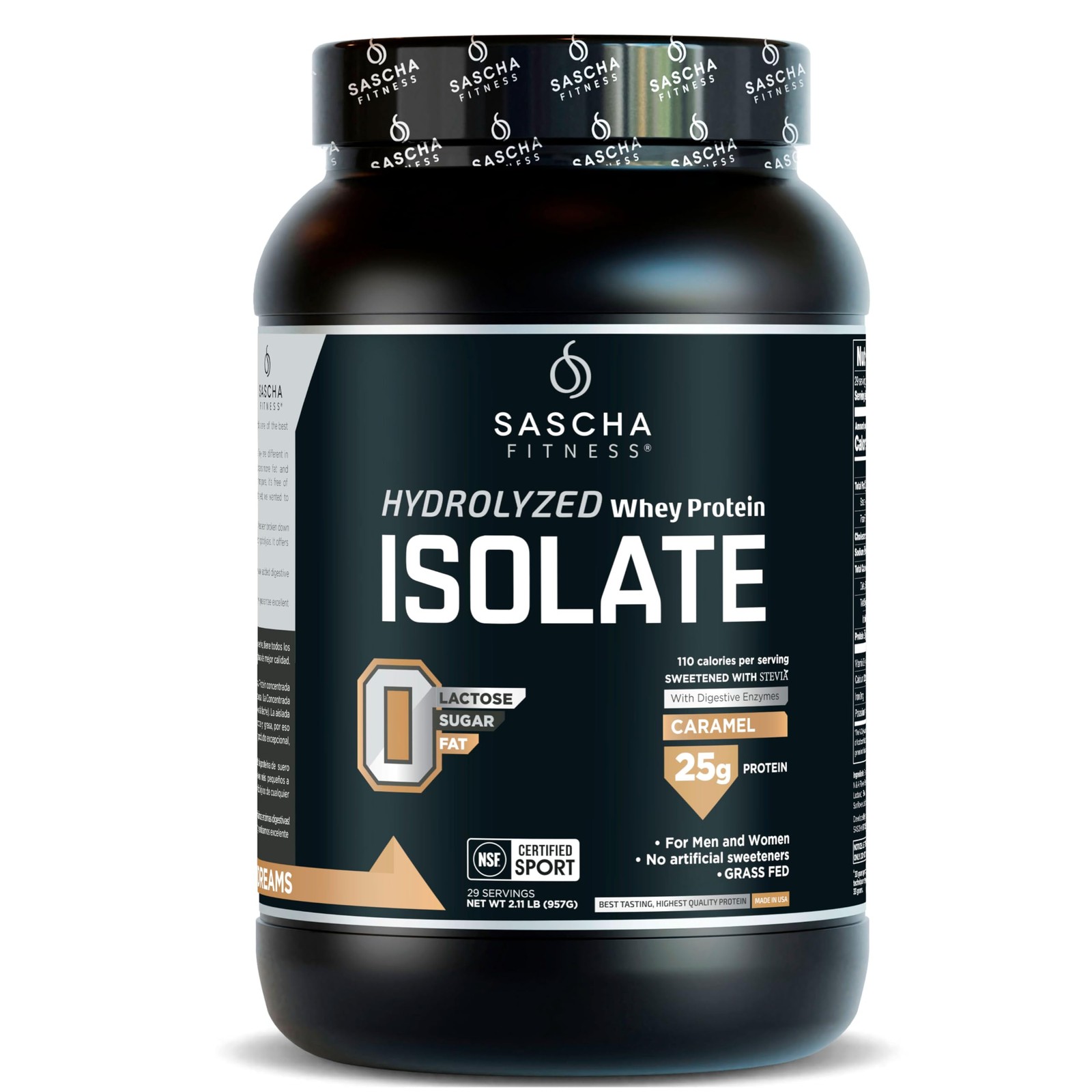 Sascha Fitness Hydrolyzed Whey Protein Isolate,100% Grass-Fed (2 Pounds, All ) (