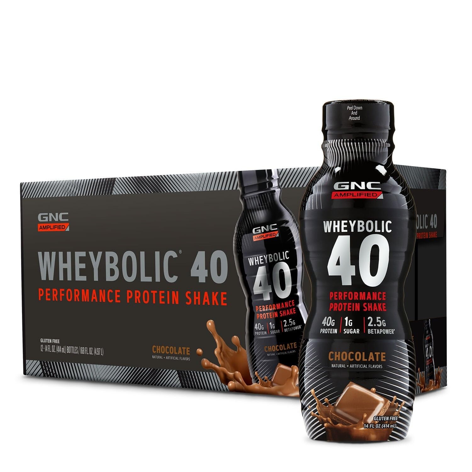 Gnc Amp Wheybolic 40 – Chocolate – 14Oz. 12 Bottles