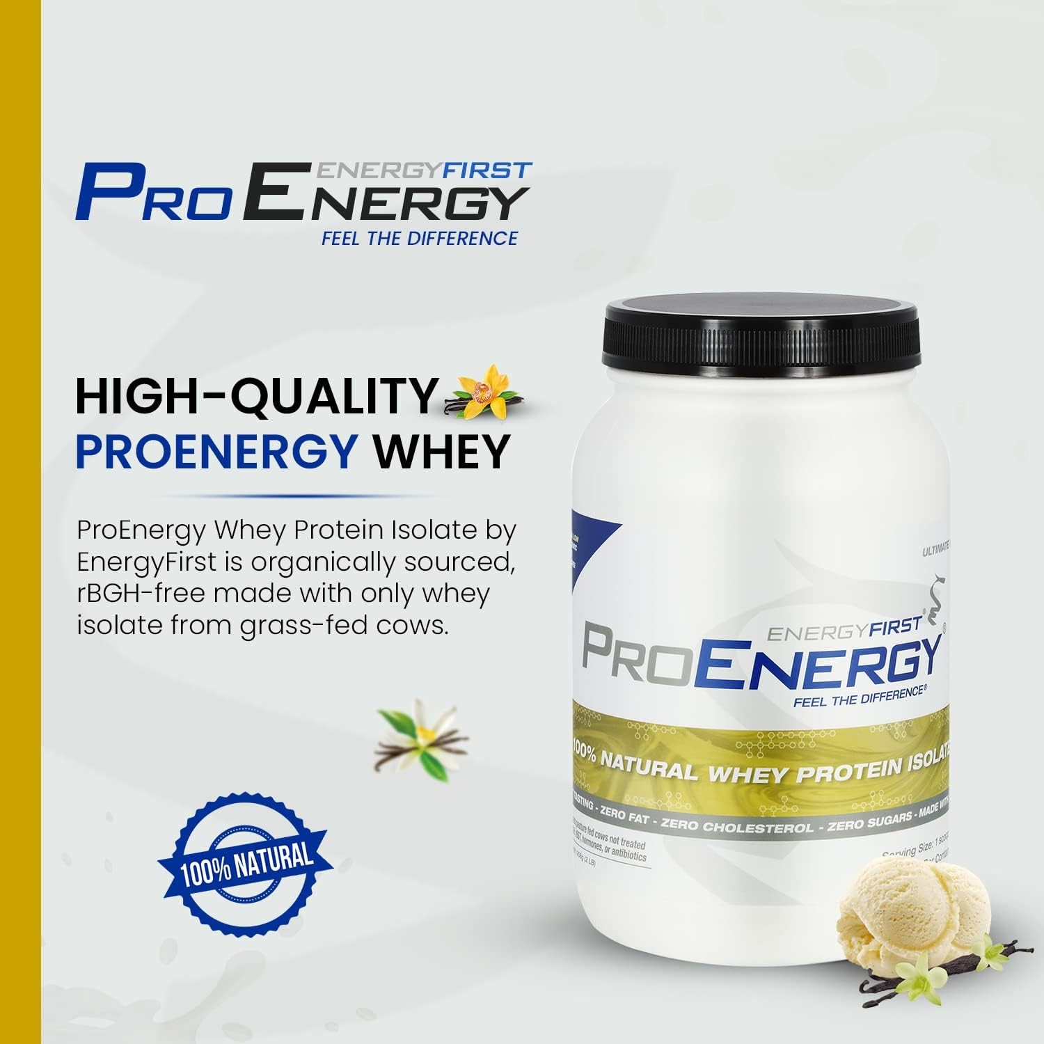 Vanilla Whey Protein Isolate – Grass-Fed, Gluten-Free | 2lb, 37 Servings | Creat