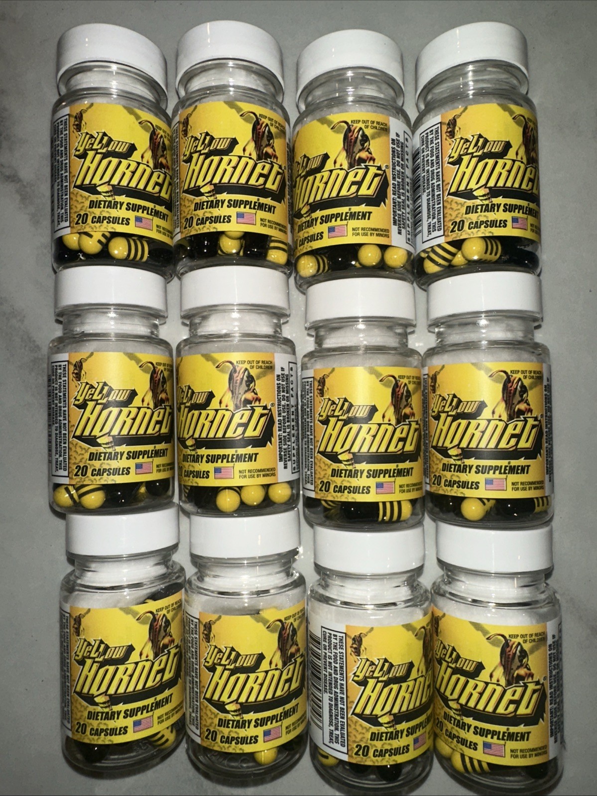 12ct Yellow Hornet Herbal Dietary Energy Diet Weight Loss Energy Focus 240 CAPS