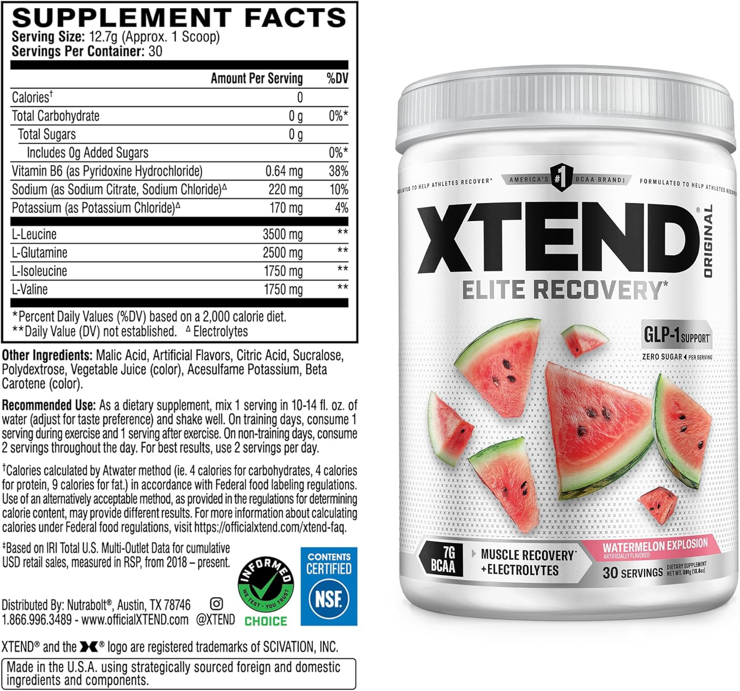XTEND Original BCAA Powder, Sugar Free Post Workout Muscle Recovery Drink