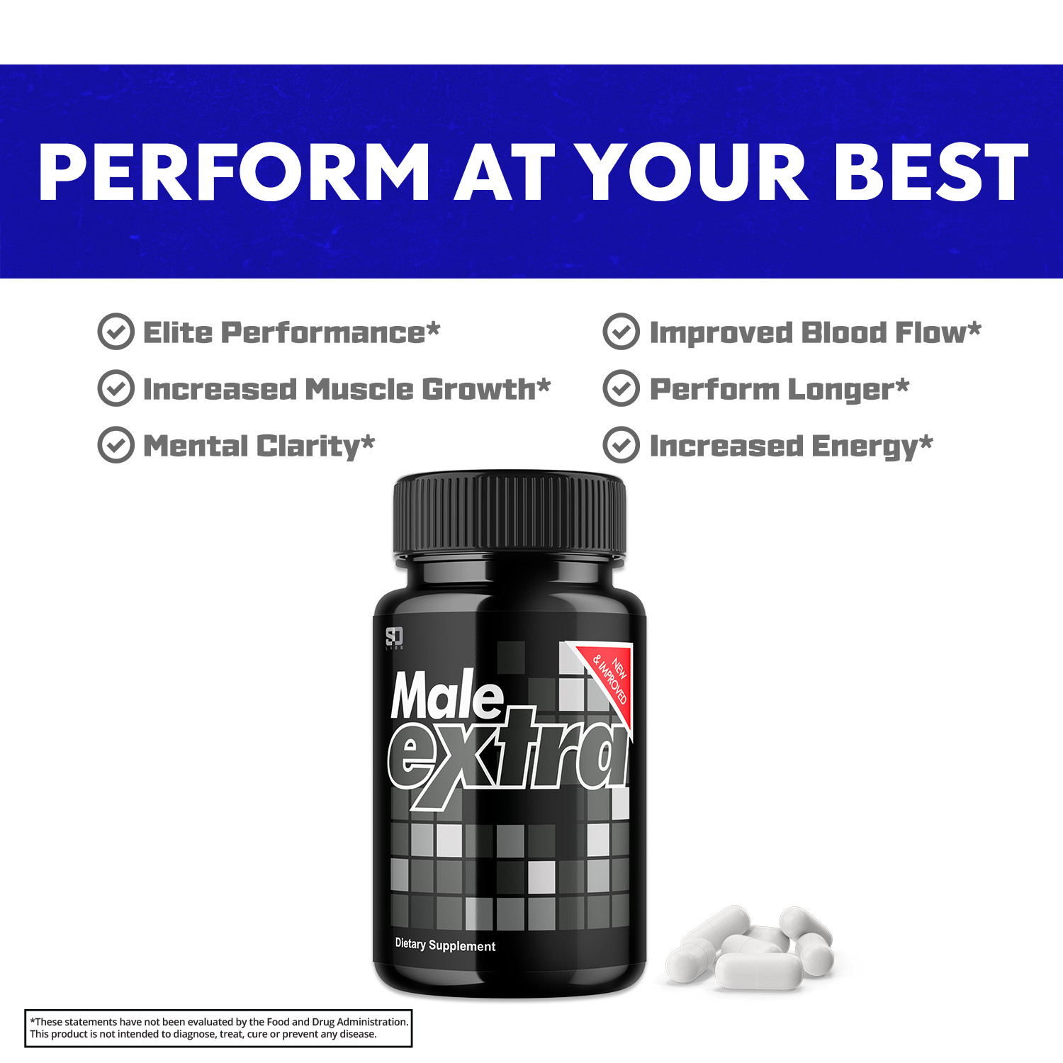 Male Extra Performance Supplement, MaleExtra for Enhancement 180 Capsules 3 Pack