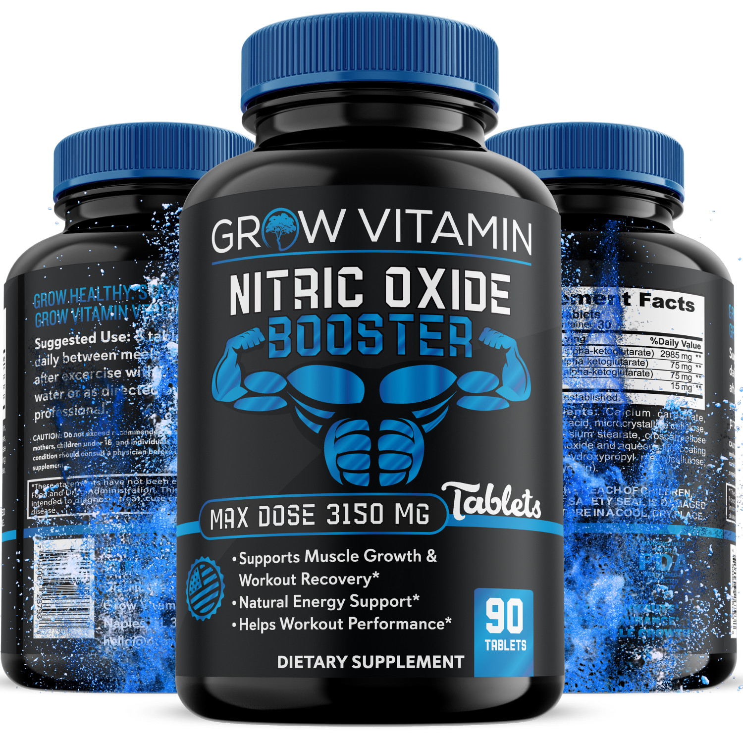 Nitric Oxide Booster Supplement w/L-Arginine 3150MG Premium Workout Muscle Pump