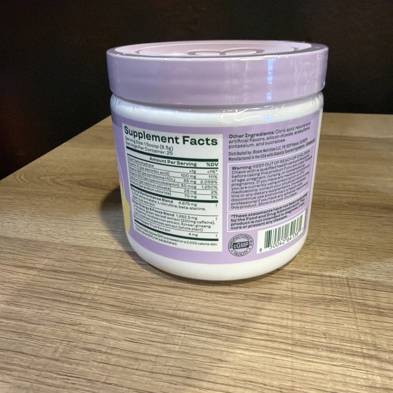 Bloom High Energy pre-workout Raspberry Lemonade 25 Serv 7.3 Oz Exp 5/27