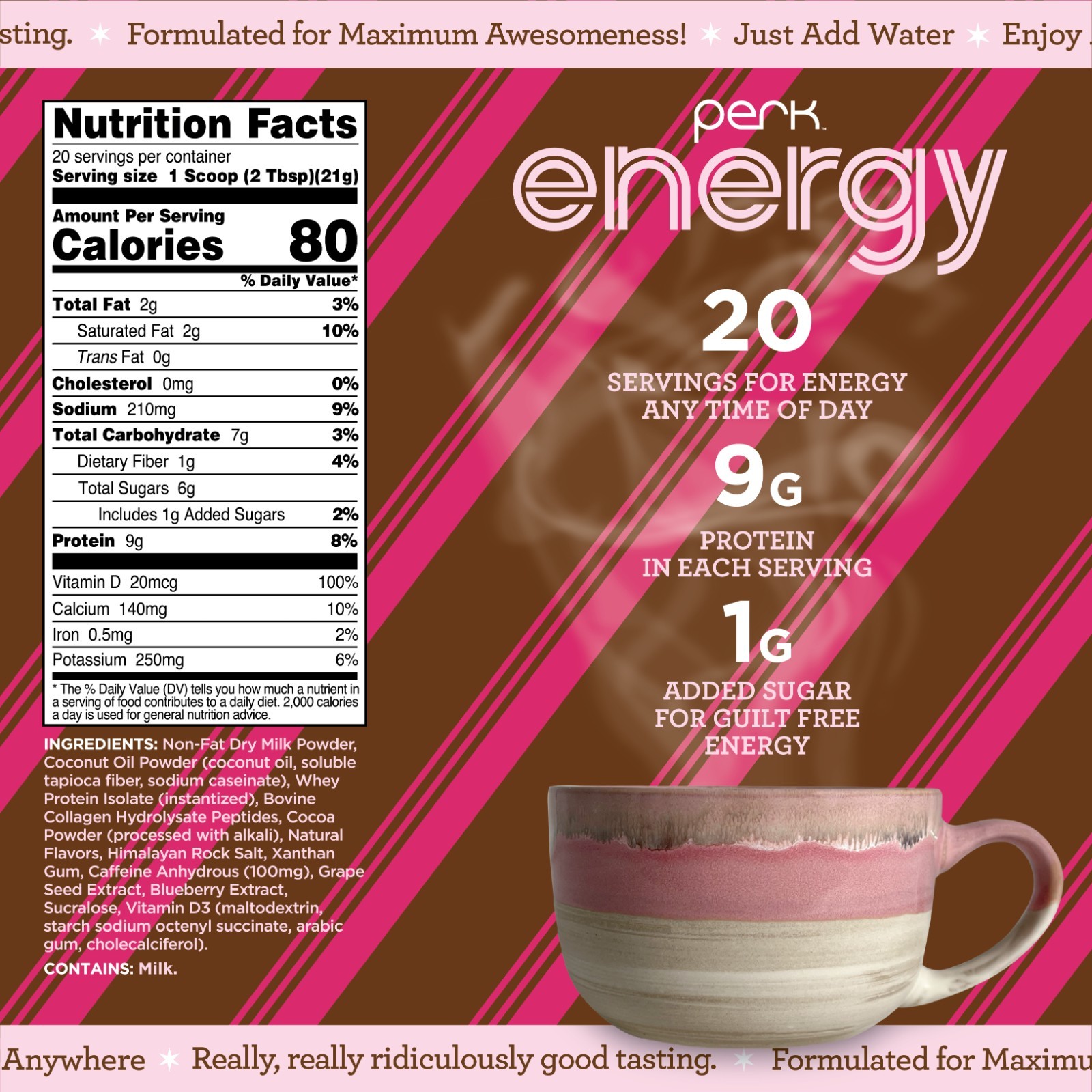 Perk Energy Drink Mix (Mint Chocolate Truffle) 20 Servings – Coffee Alternative