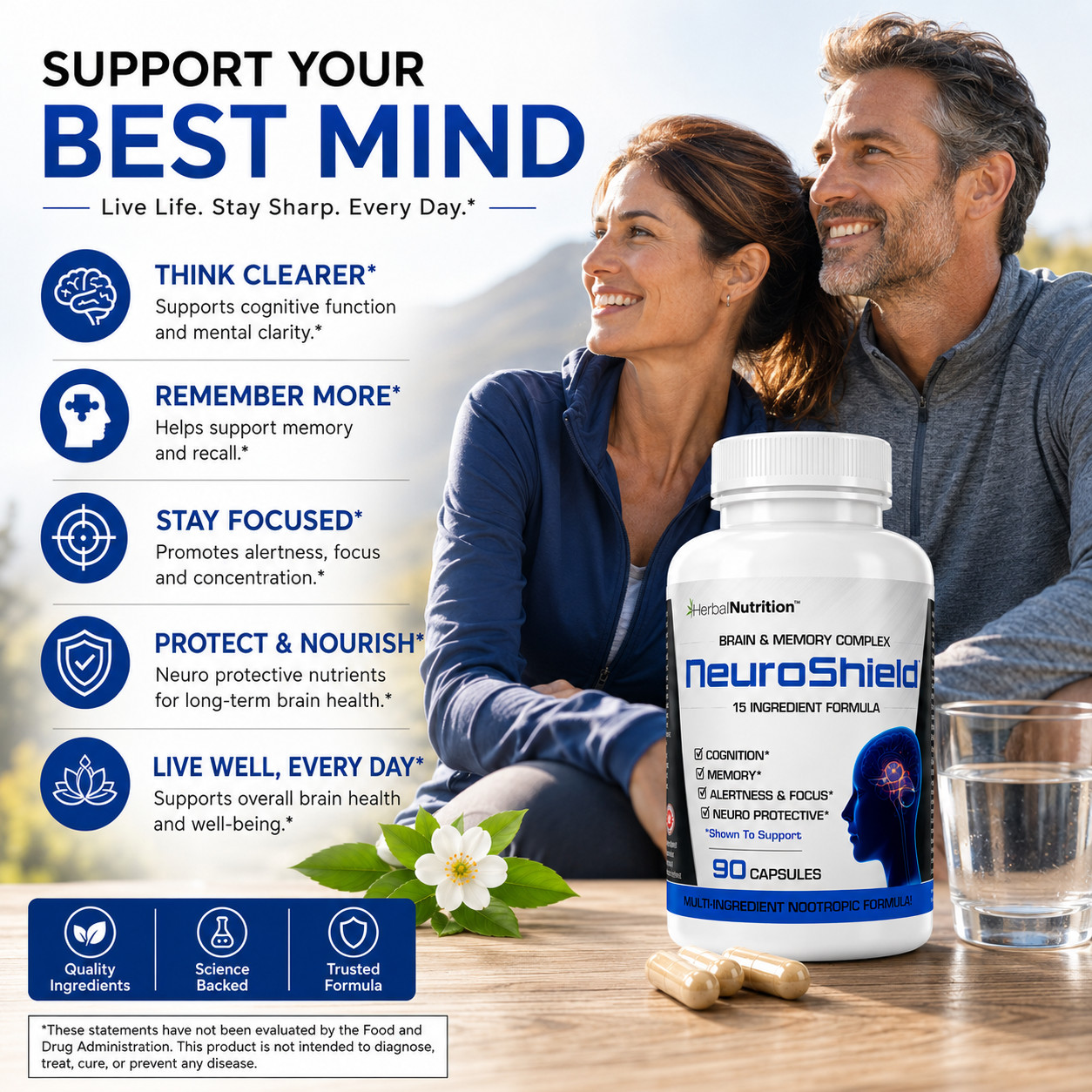 Brain Booster Supplement for Brain and Memory Cognition, Bacopa, Huperzine 90 Ct