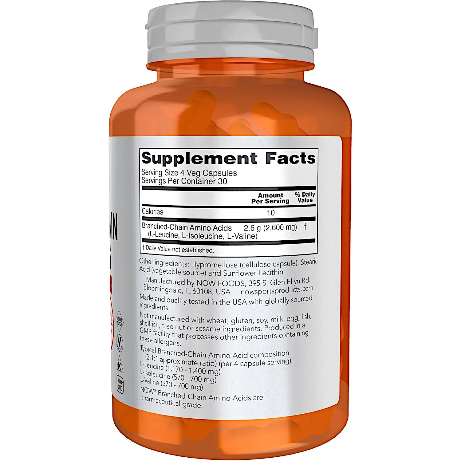NOW Foods Branched Chain Amino Acids, 120 Capsules