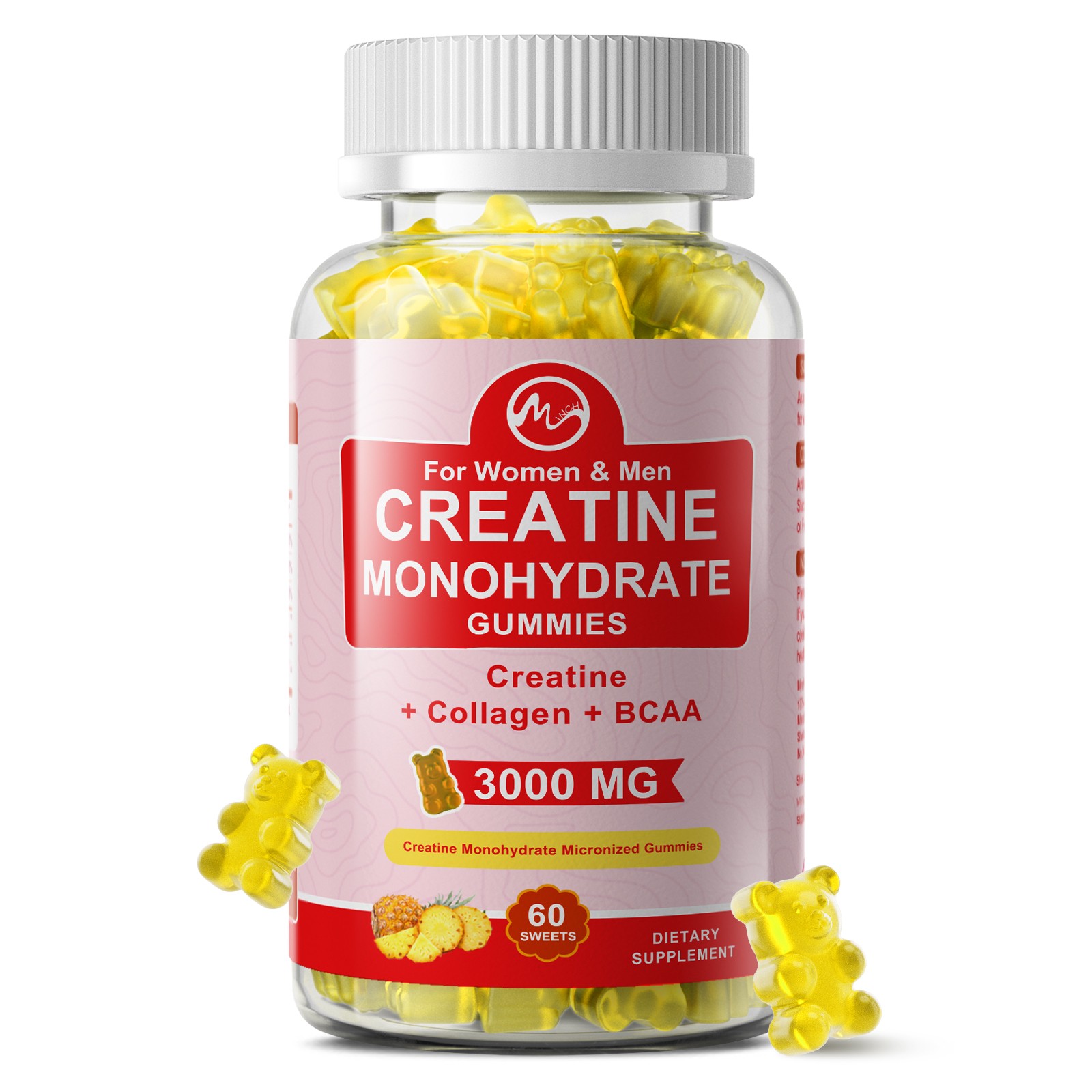 Sports Research Creatine Monohydrate 3000g Micronized Creatine 60gummies