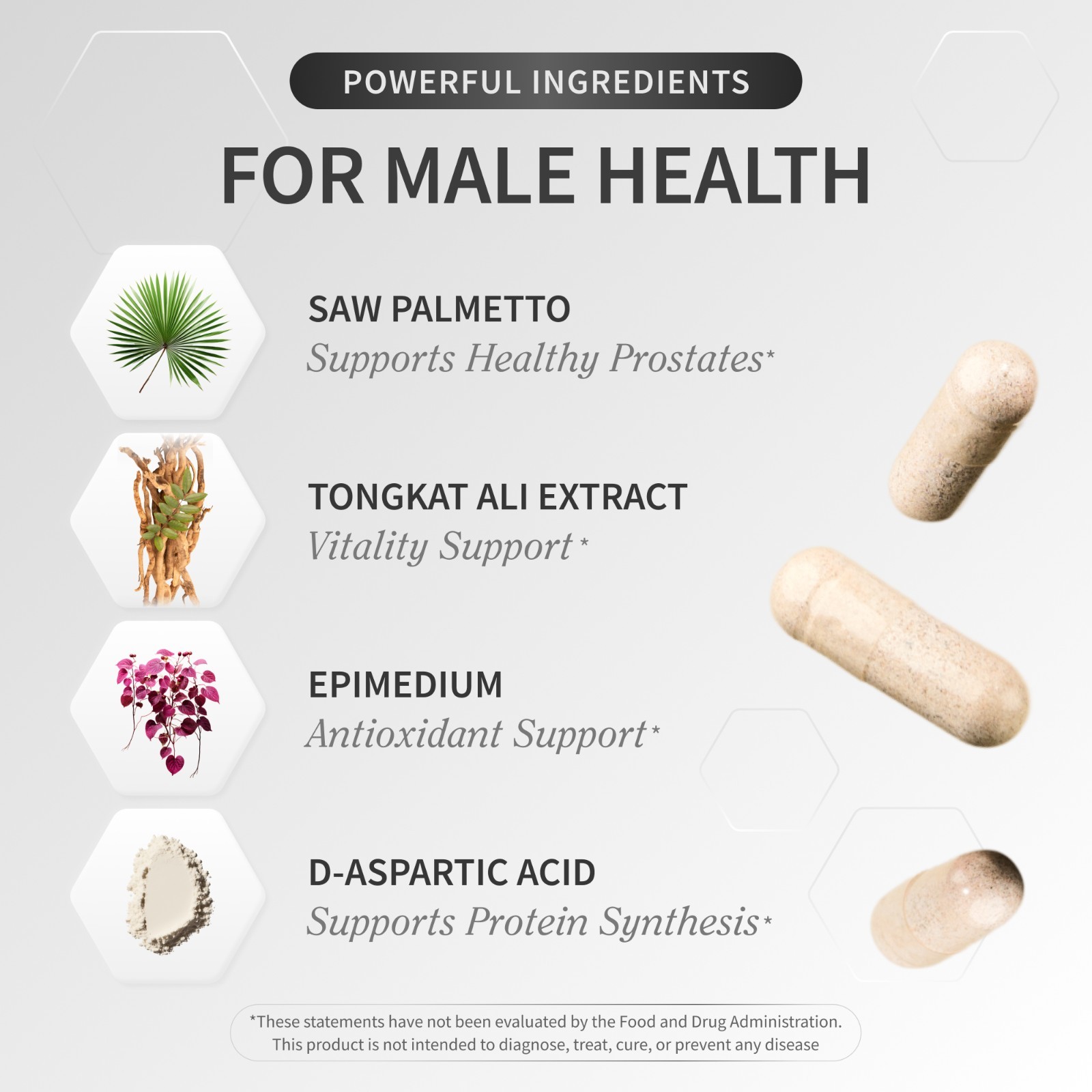 Testosterone Booster for Men, Male Enhancement Pills, Energy, Libido 90 Capsules