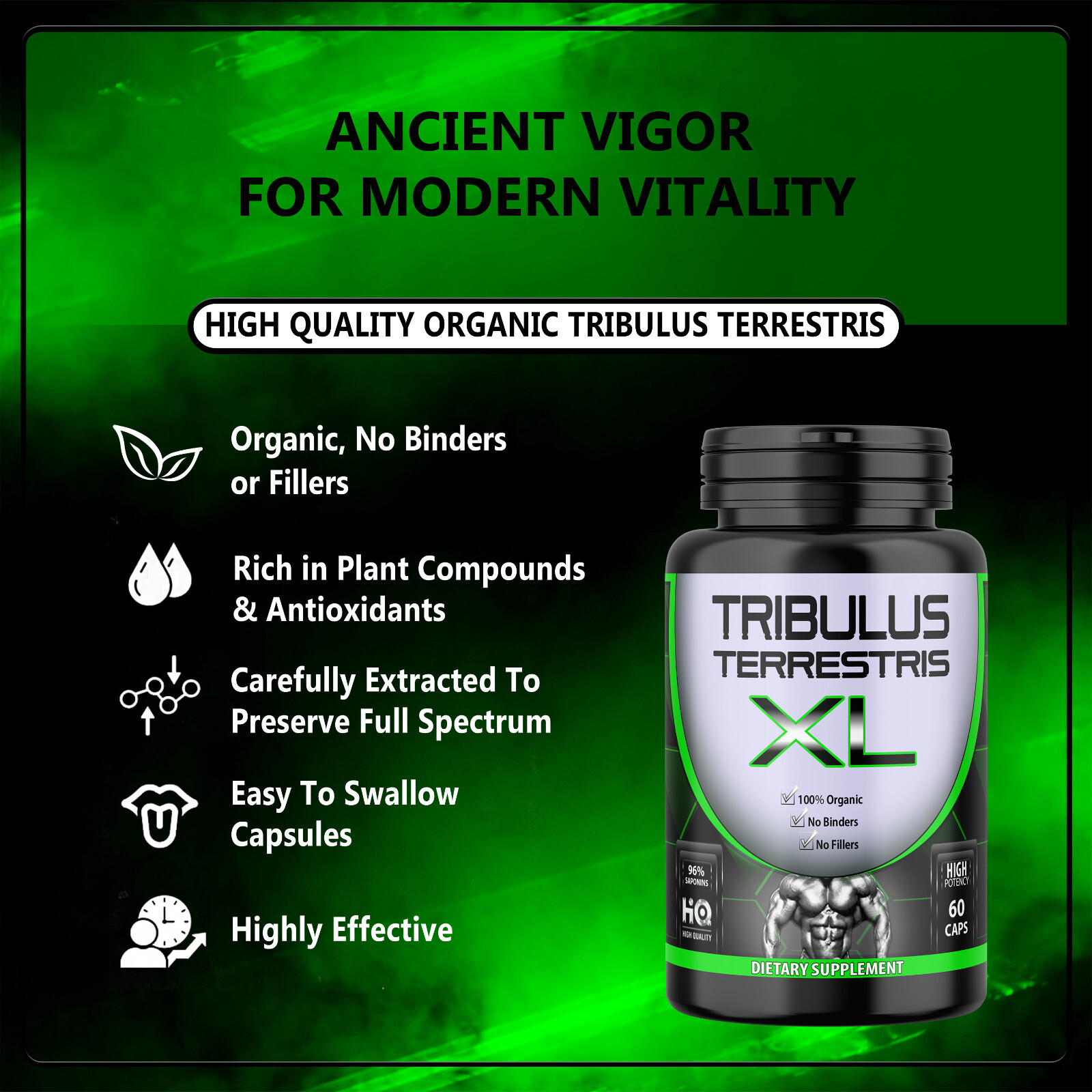 TRIBULUS TERRESTRIS 96% SAPONINS BODY BUILD SPORT FITNESS SUPPLEMENT 7500mg