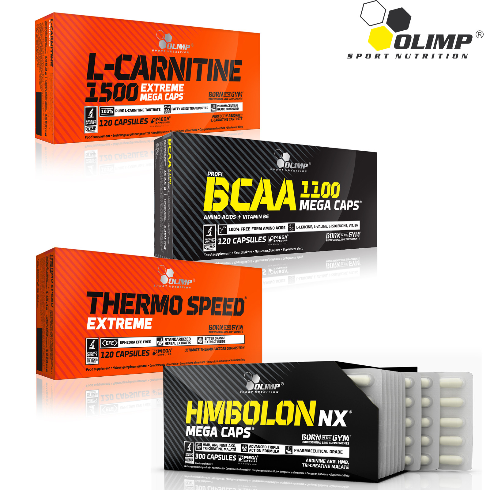 OLIMP L-Carnitine + BCAA + Thermo Speed Extreme + HMBolon – 120/240 Caps