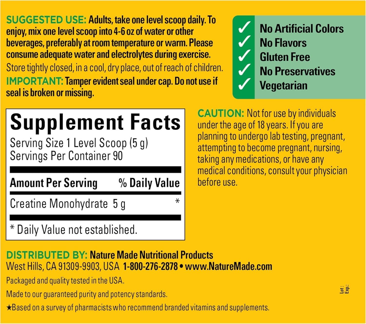 Micronized Creatine Monohydrate Powder 5 g per Serving, Unflavored Drink Mix …