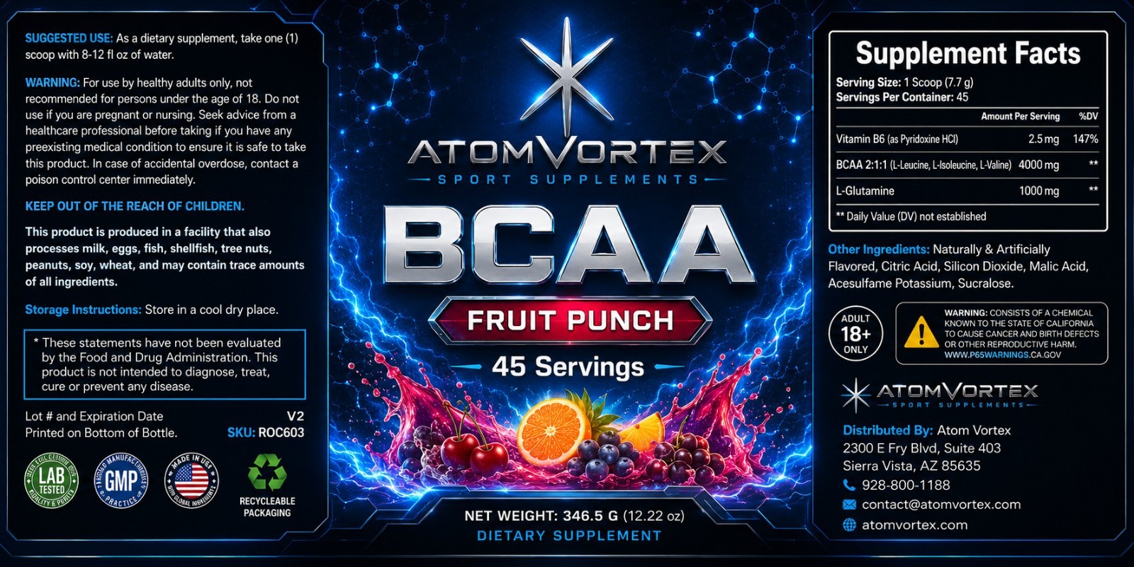 Atom Vortex BCAA Fruit Punch