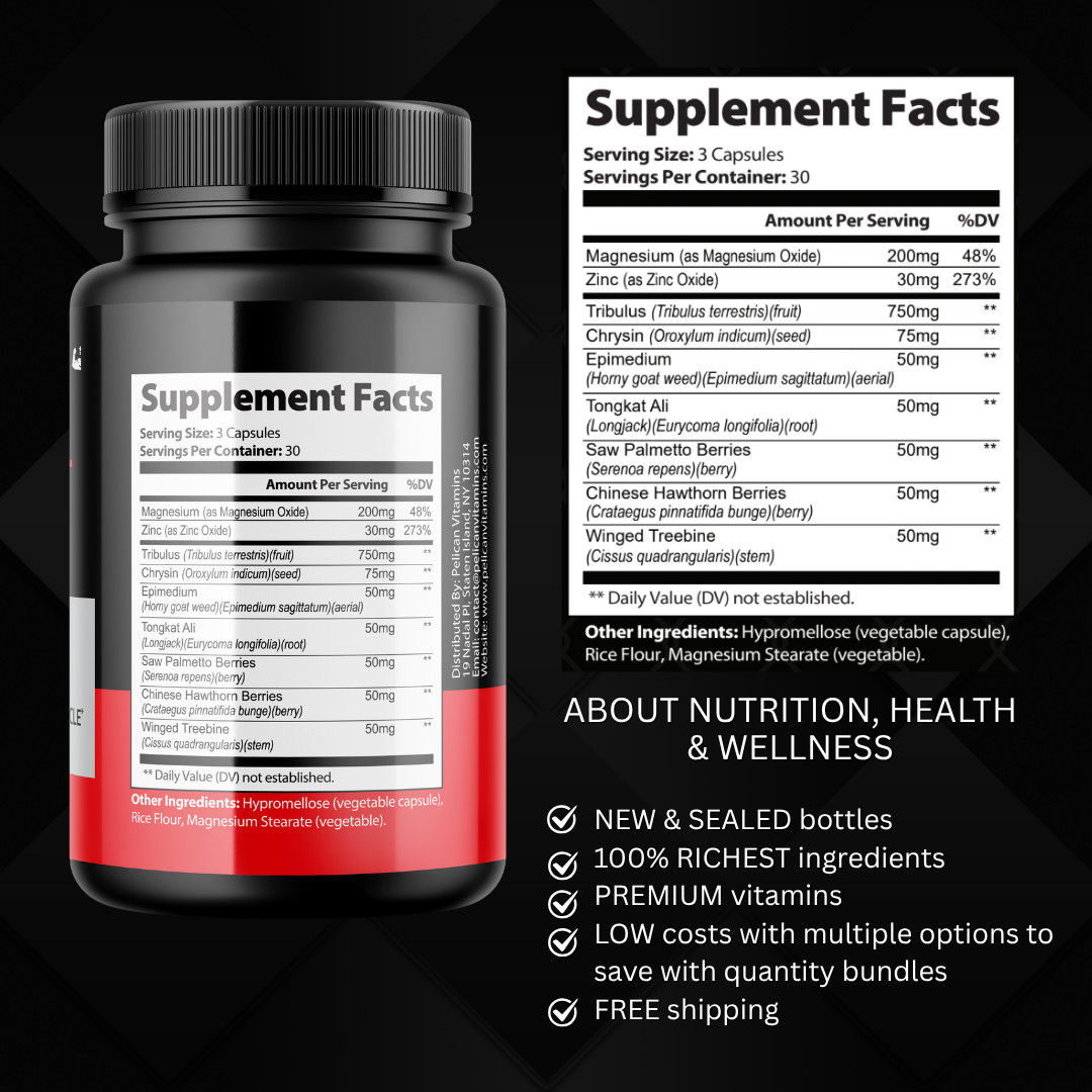 Primordial Vigor X-Bodybuilding & Men’s Health Support- 12 Bottles-1080 Capsules