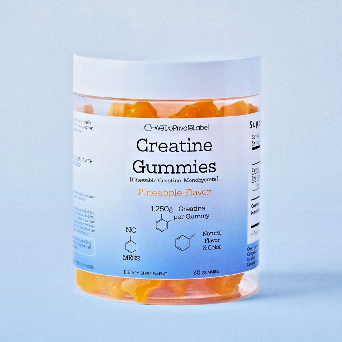 Chewable Creatine 1,250mg per Gummy – Natural Pineapple Flavor