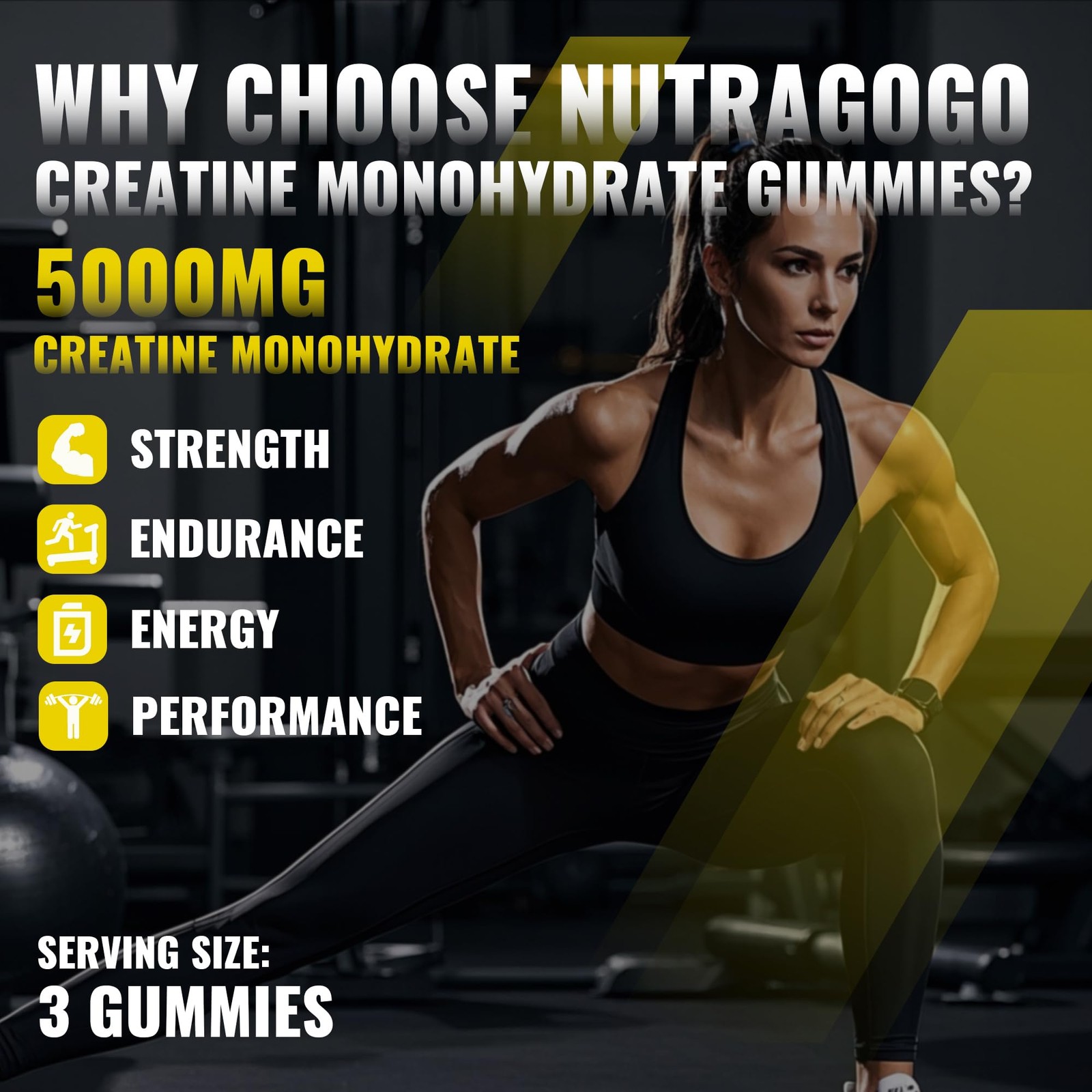 NUTRAGOGO NSF Certified Creatine Gummy Creatine Monohydrate Gummies for Men …