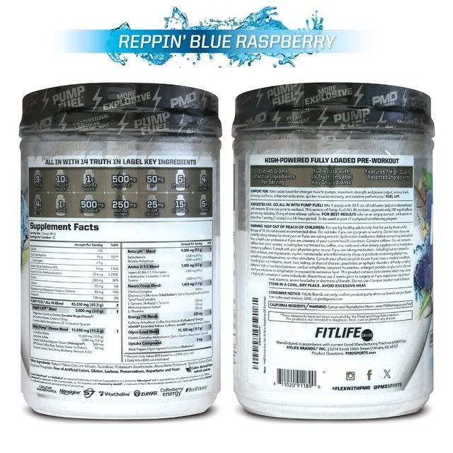 Pump Fuel All In -Medium Stim- Ultimate Muscle Pump Explosive Pre Workout Powder