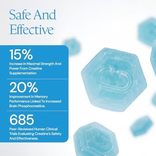 Create Creatine Gummies 1.5g Focus Strength Endurance Vegan Blue Raspberry 90ct