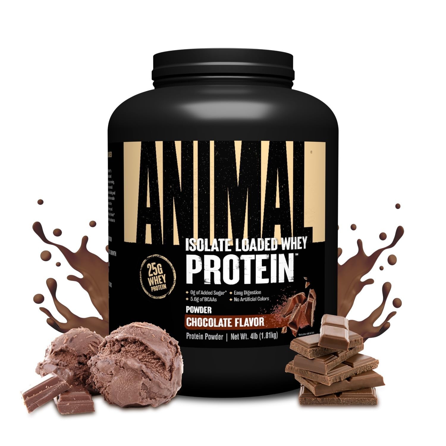 4 lbs Whey Isolate Protein Powder Chocolate,Loaded for Pre & Post Workout Muscle