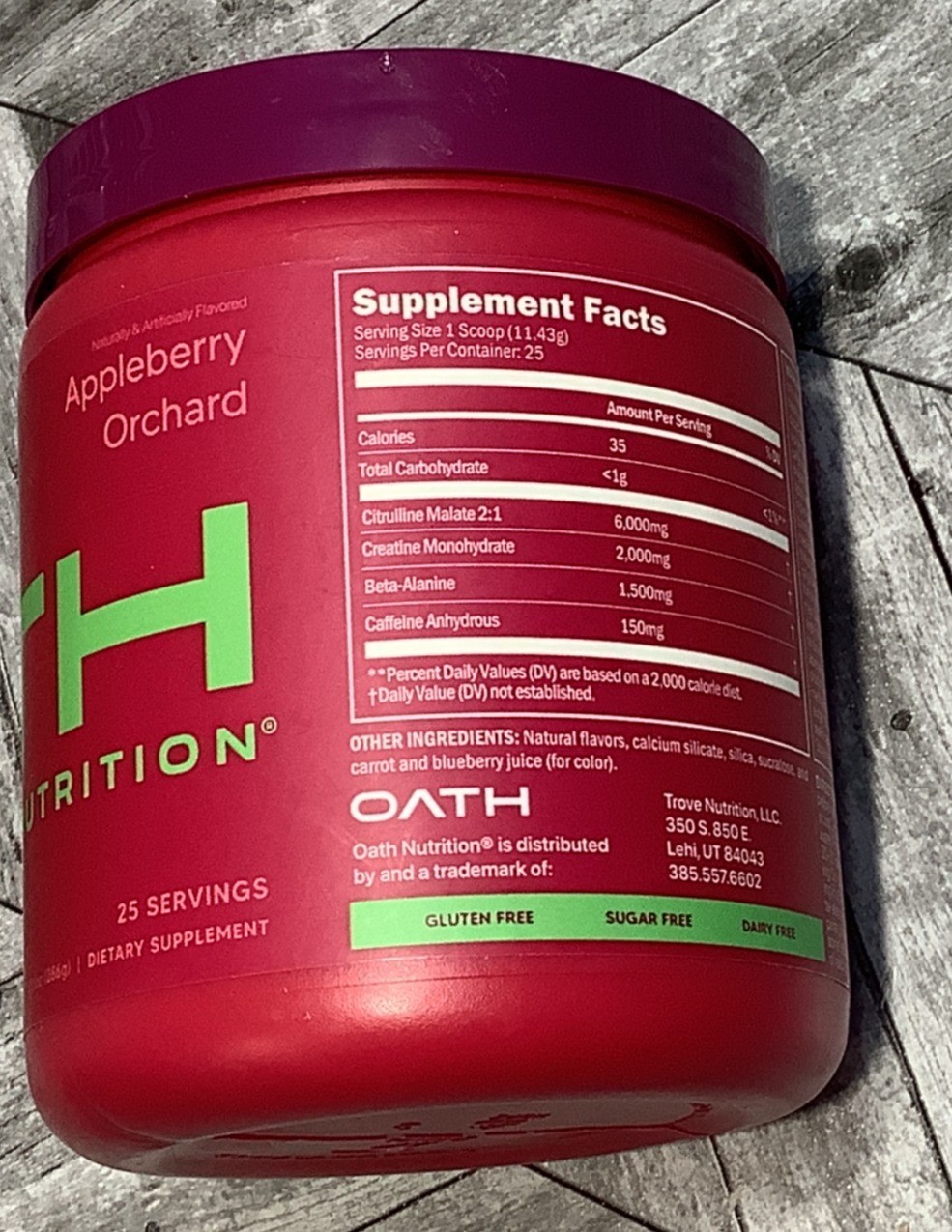 Oath Nutrition Pre-Workout Sport Nutrition Supplement Appleberry Orchard 10/2026