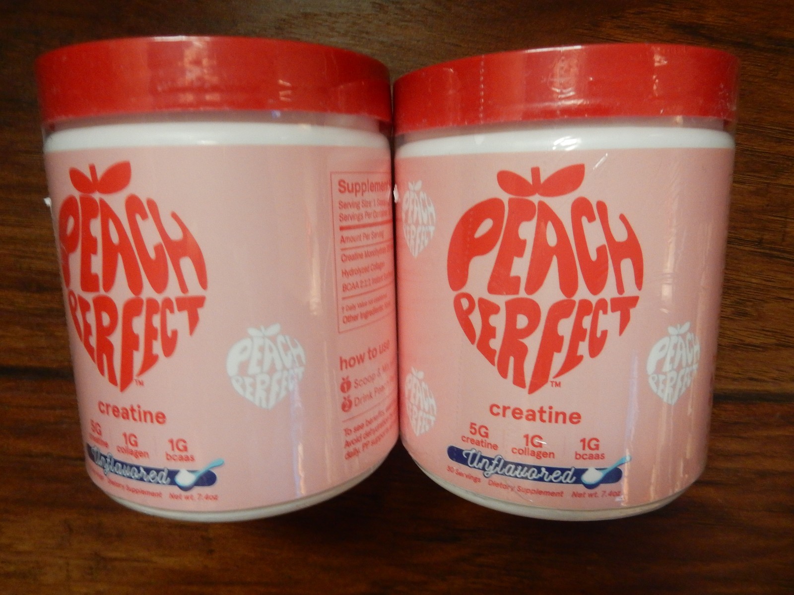 Peach Perfect Creatine Monohydrate Powder Unflavored 7.4Oz Exp 07/27-Lot Of 2
