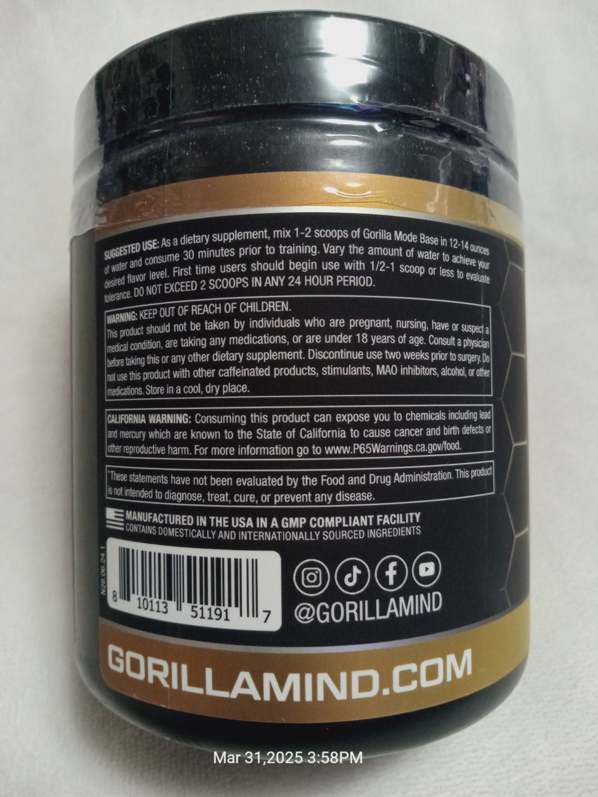 Gorilla Mode Base Pre Workout – Bombsicle 25 Servings BODYBILILDING TRAINING
