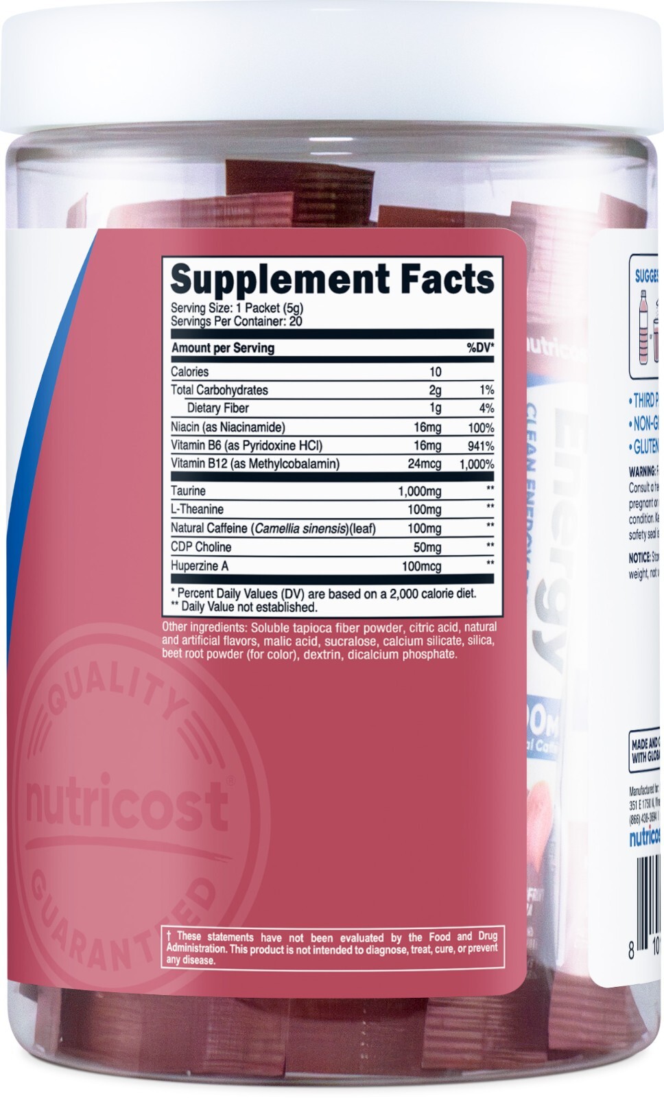 Nutricost Energy Complex Stickpack (20 servings) Passionfruit Guava Flavored