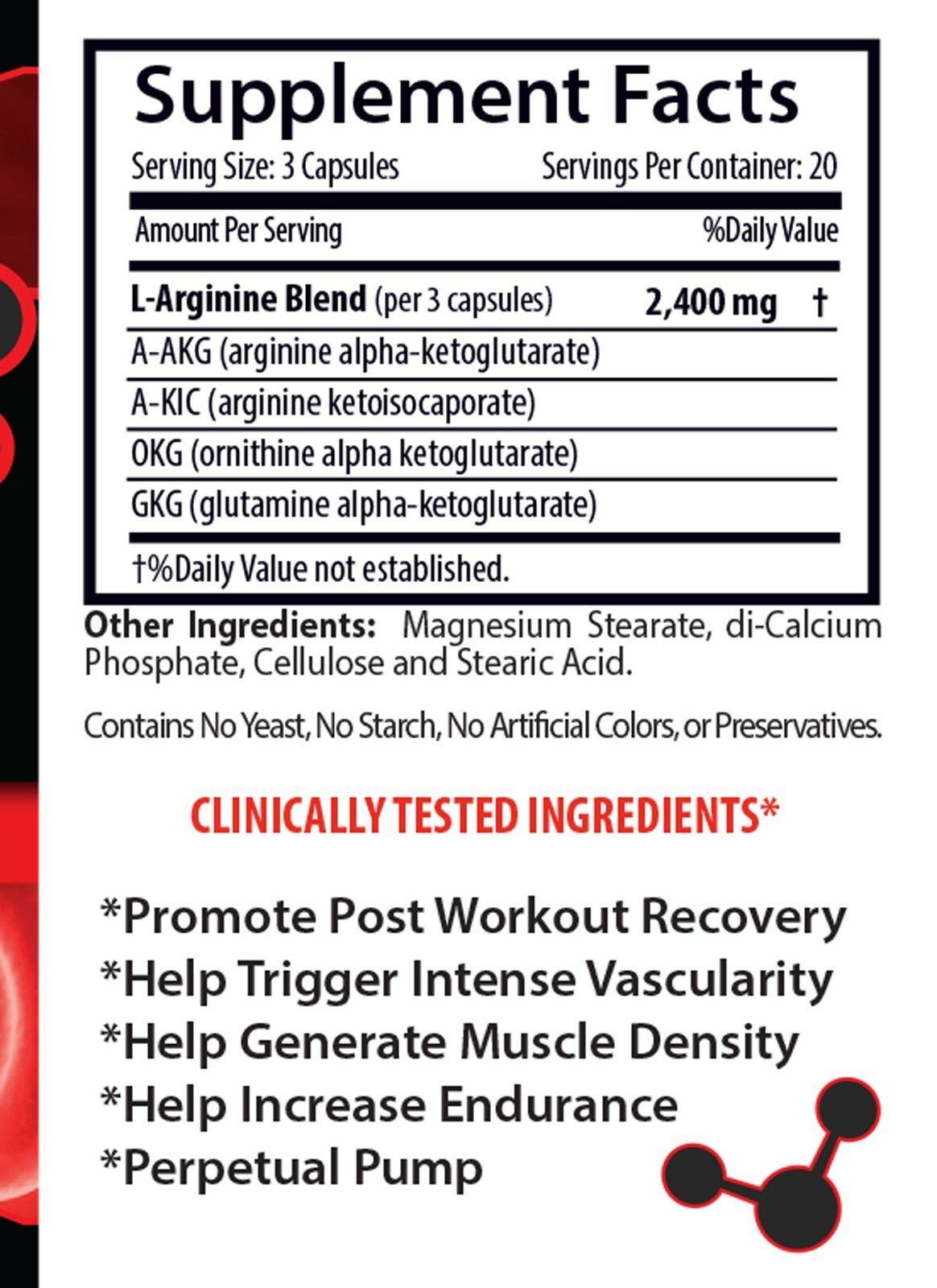 Bodybuilding supplement NITRIC OXIDE MUSCLE PUMP 2400 Increases blood flow 2B