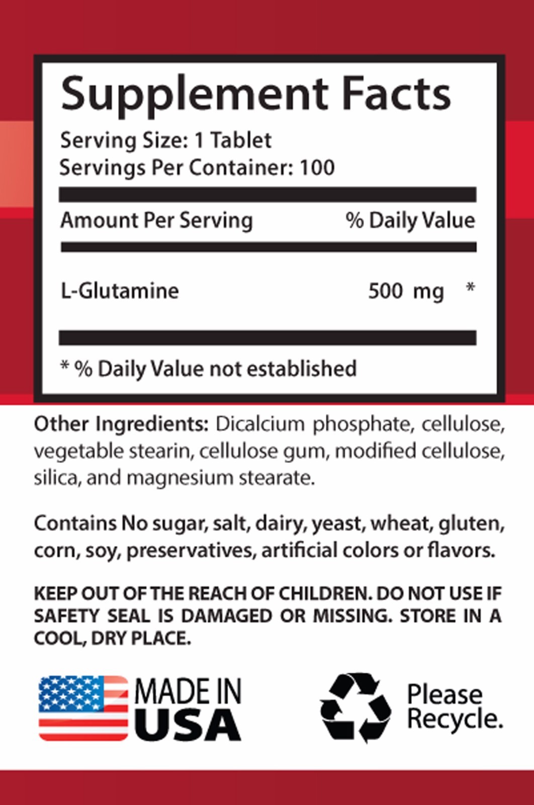Energy vitamin b – L-GLUTAMINE 500MG 1B – l-glutamine pure encapsulations