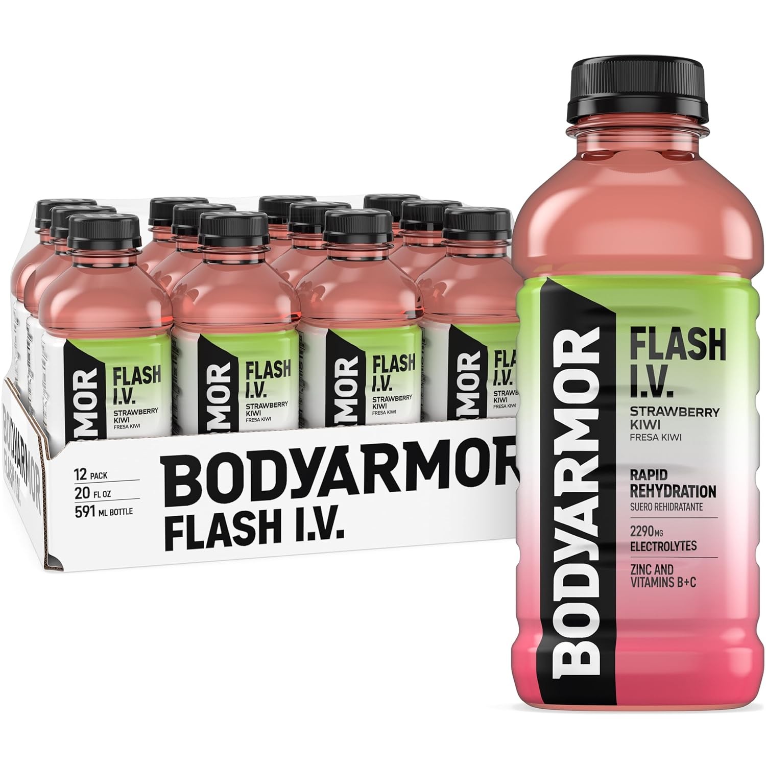 BODYARMOR Flash I.V. Electrolyte Beverage, Strawberry Kiwi, Hydration Drink…