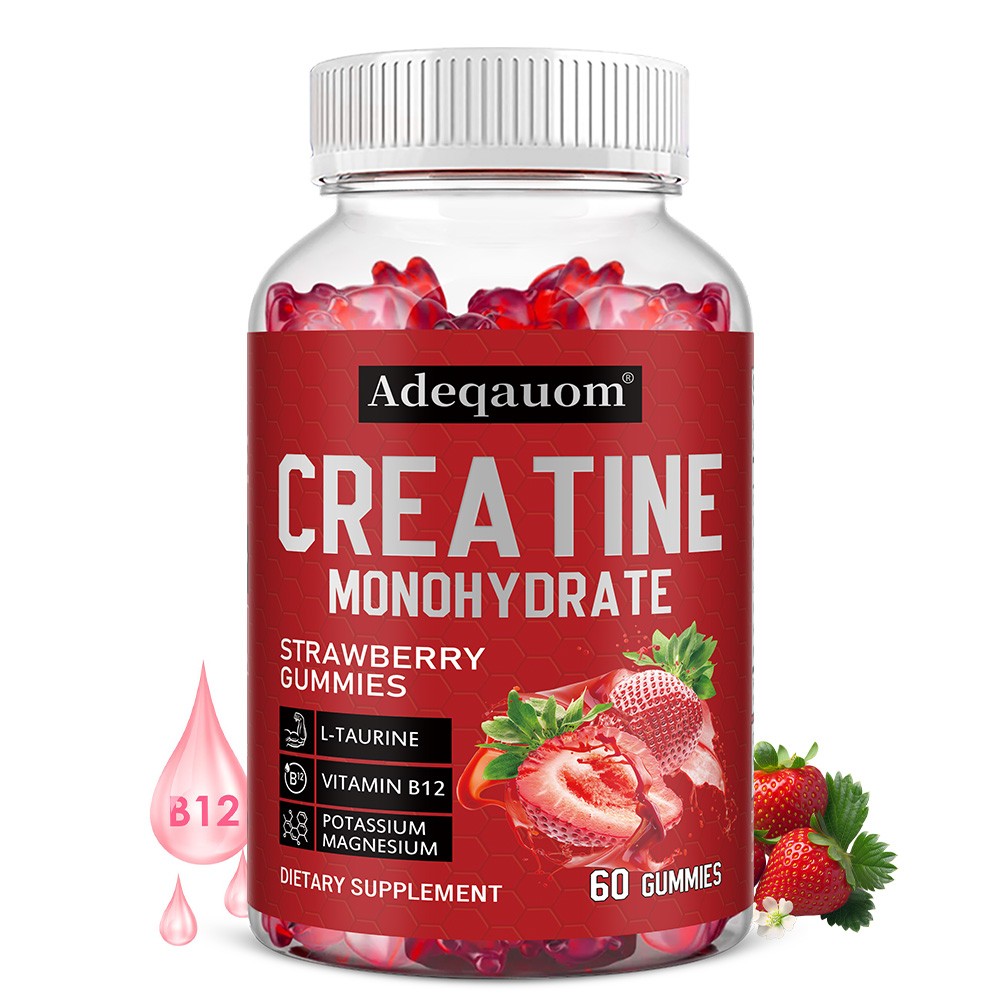 Creatine Monohydrate Gummies, With Vitamin B12, Magnesium, 60 Count Per Bottle