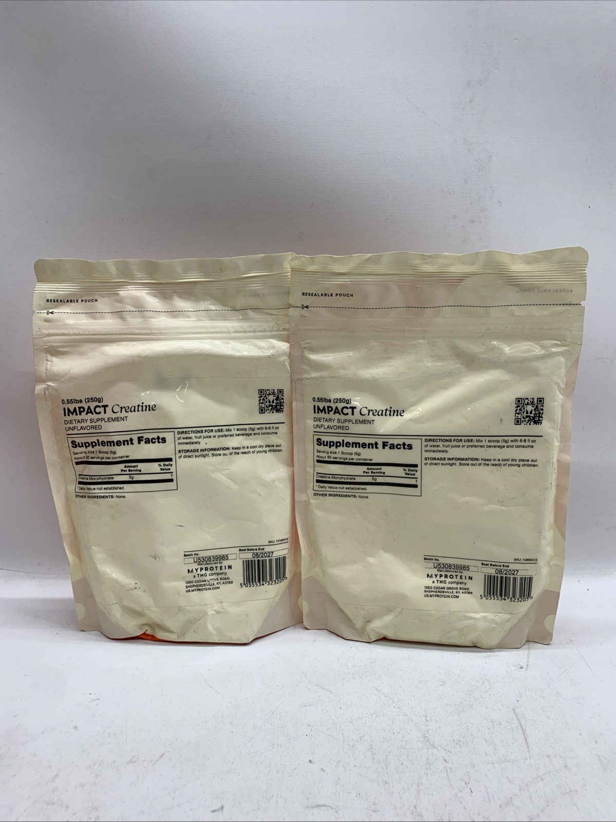 Myprotein Impact Creatine Monohydrate Powder 50 Serving Pure Unflavored – 2 Pack