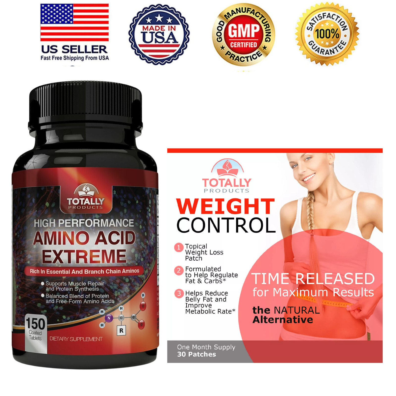 Amino Acid BCAA Muscle Support Supplement & Topical Weight Management 30 Patches