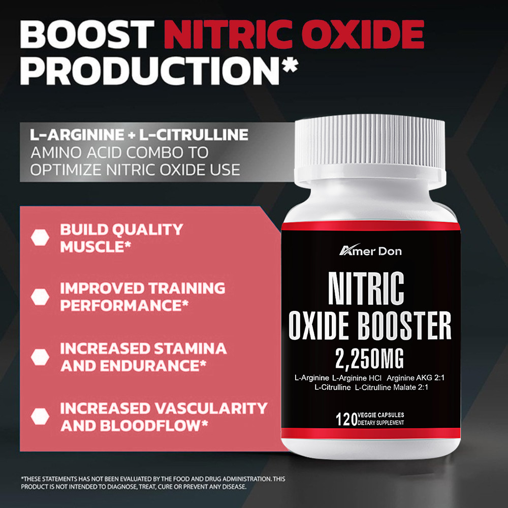 60 Nitric Oxide Booster Supplement w/ L-Arginine Premium Workout Muscle Capsule