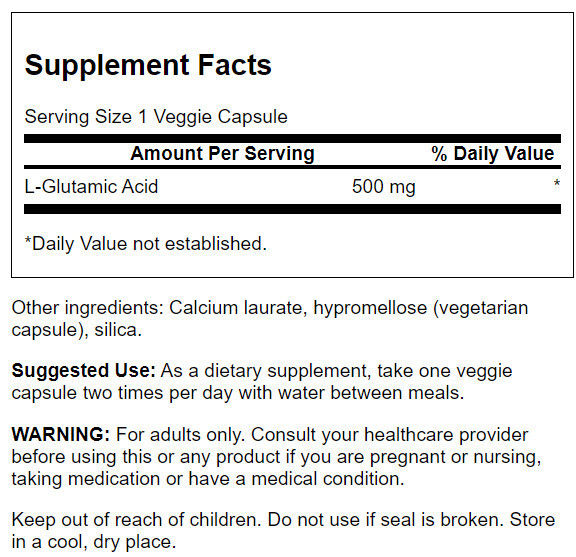 Swanson Glutamic Acid 500 mg 60 Veggie Capsules