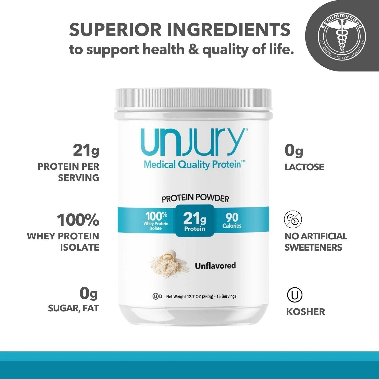 Unjury Unflavored Whey Protein Powder | Unflavored Protein Powder | 21g 100%