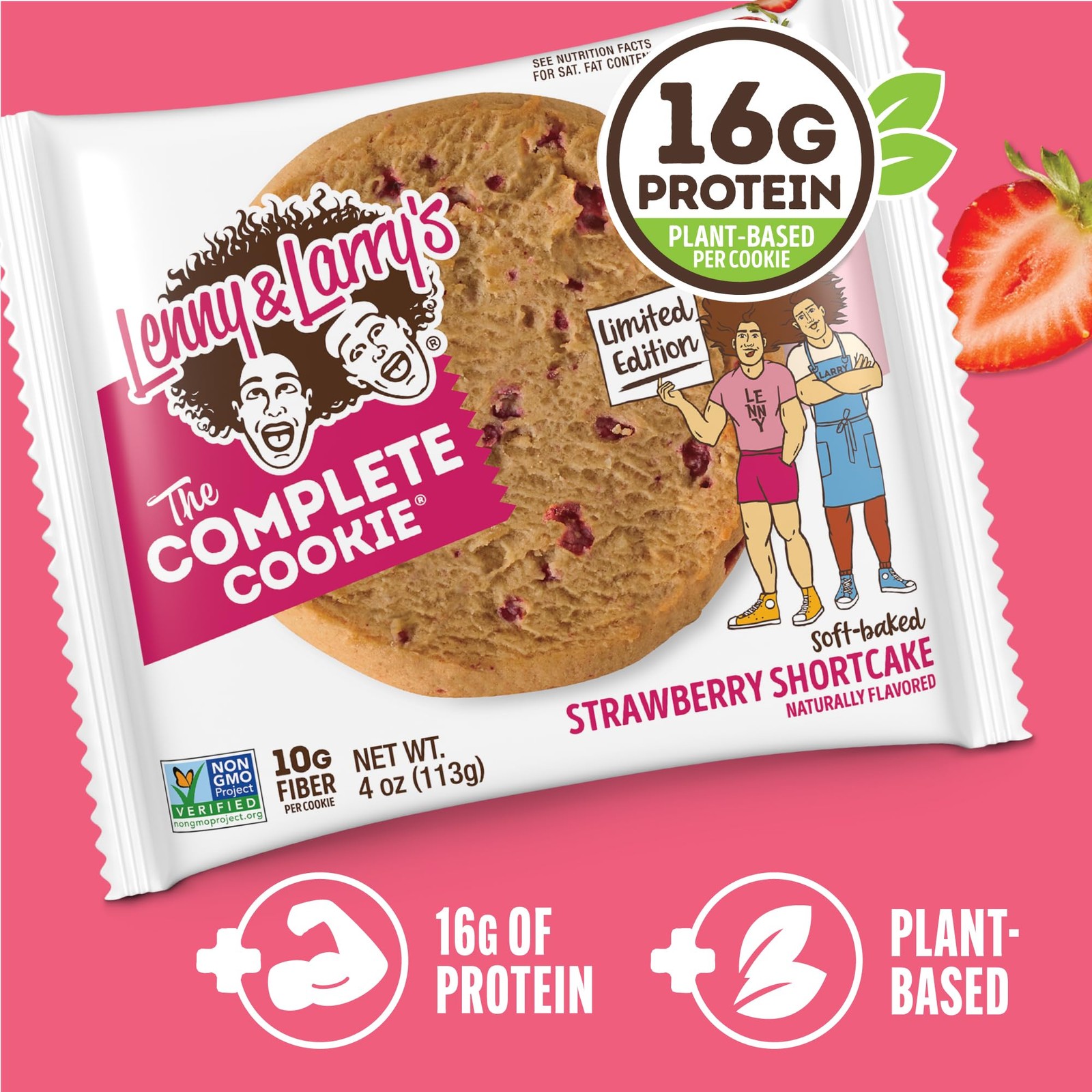 & Protein Cookie Strawberry Protein Snacks 16G Plant Protein 10G