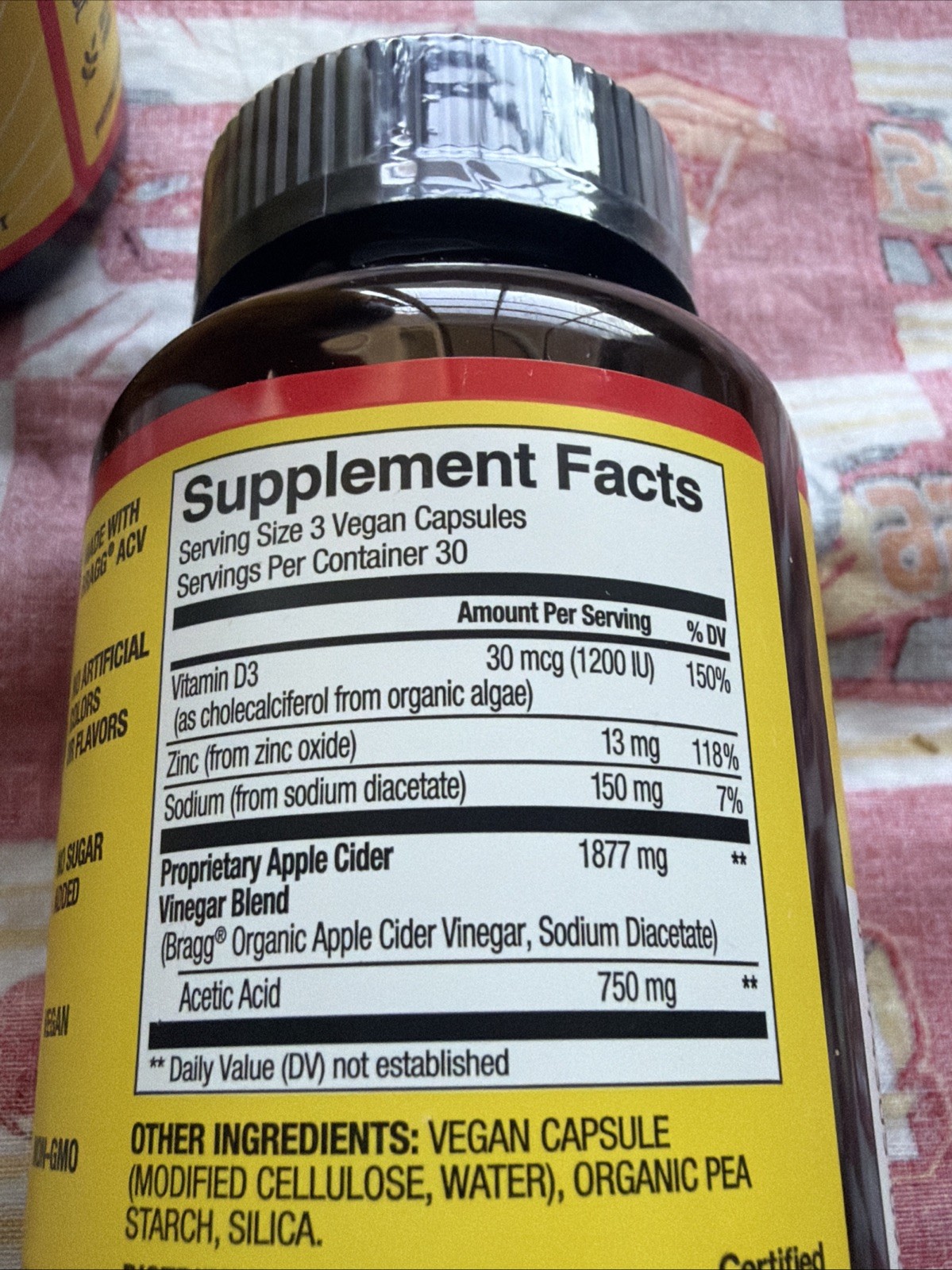 2X BRAGG Apple Cider Vinegar 90 Capsules Ea 750 Mg Acetic Acid Exp 07/11/2027