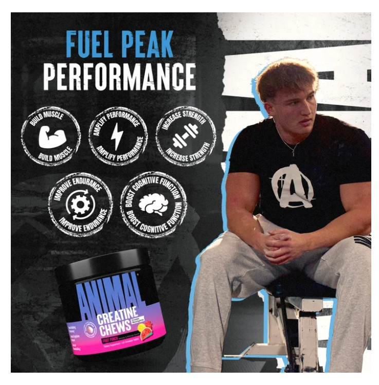 Animal Creatine Chews 5g Creatine Monohydrate Fruit Punch 30 Count