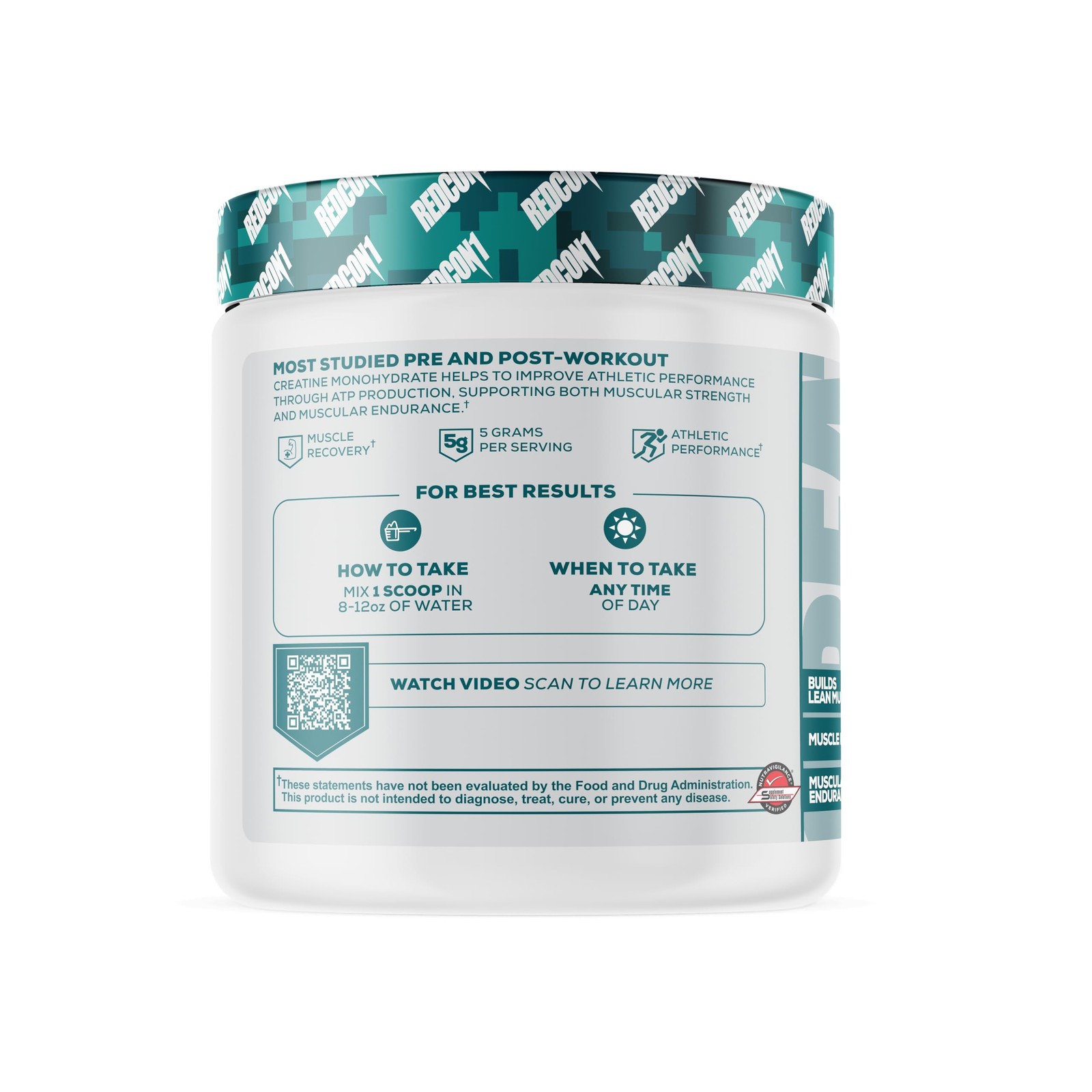 REDCON1 Creatine Monohydrate – Keto Friendly + Vegan Pre Post Workout Supple…